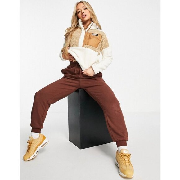 COLUMBIA Lodge Ivory Tan Sherpa Fleece Half Pullover Sweater, Size L - Picture 2 of 15